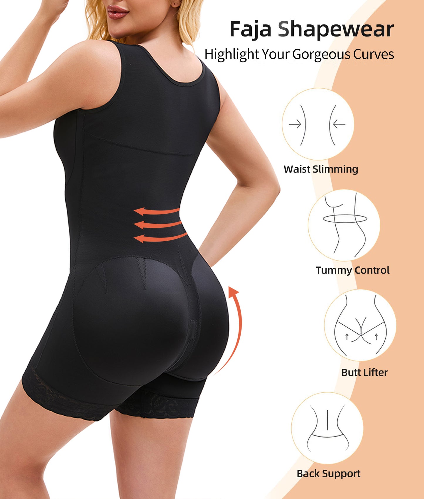 Colombian Sculpting Shapewear – Tummy Control Full Body Shaper with Butt Lift & Comfort Zipper
